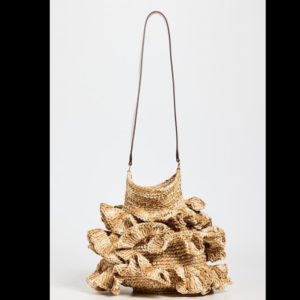 Ulla Johnson Woven Ruffle Shoulder Bag - Brown